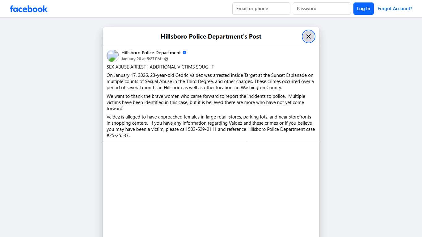 SEX ABUSE ARREST |... - Hillsboro Police Department Facebook